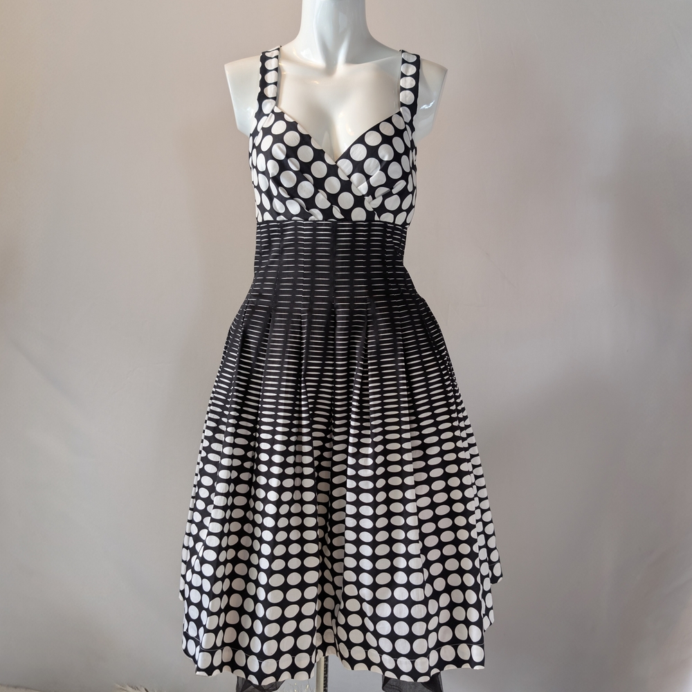 Calvin Klein Geometric Polka Dot Black and White Dress Size 2